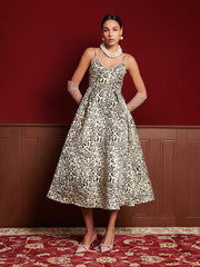 Gilded Leopard Midi Dress