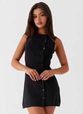 Not One Time Knit Mini Dress - Black