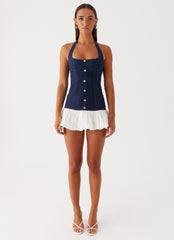 Georgina Denim Mini Dress - Blue